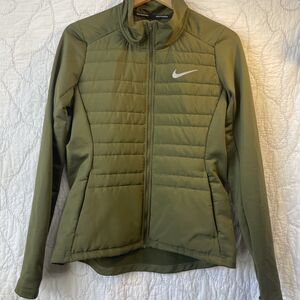 Nike Tech Aeroloft Puffer Jacket Down Olive Green Full Zip Womens Size M